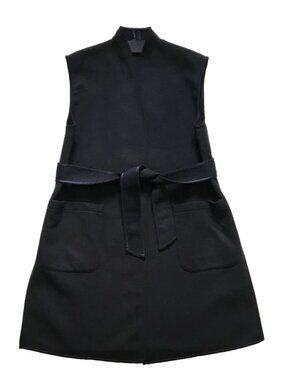 ROYL Rachel Rodin Wool Cashmere Gilet Wrap Vest Womens XS Small Navy Blue Belted